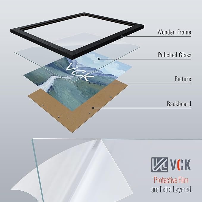 VCK 24x30 Poster Frame - Exclusive Black Woodgrain, Solid Wood Picture Frames - Wall Hanging