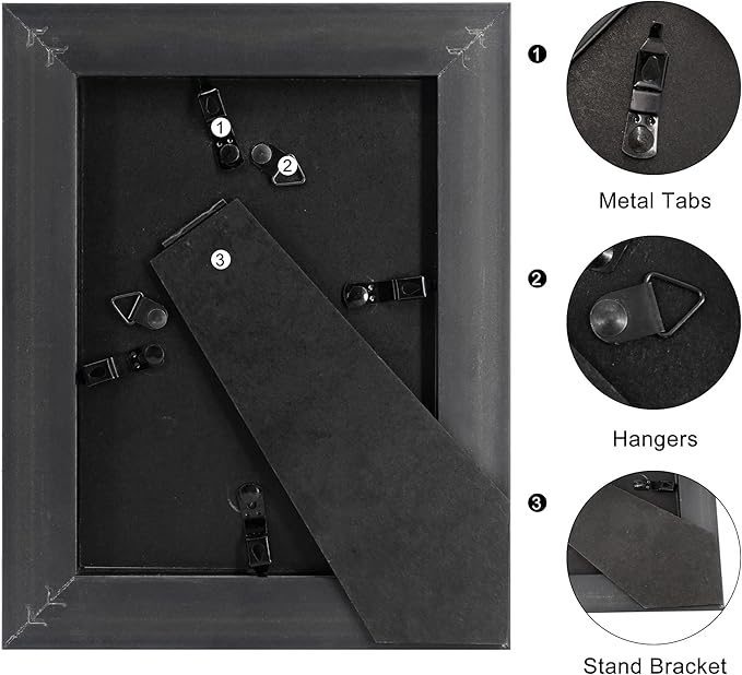 GraduationMall 5x7 Picture Frames, Real Glass, Display Photos for Wall or Tabletop, Black with Silver Beads, 2-Pack