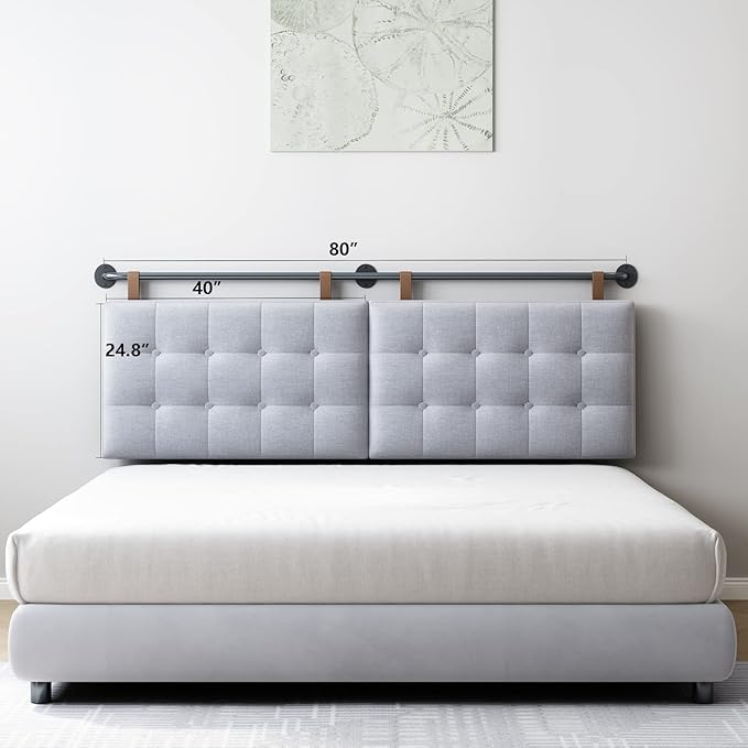King Headboard Headboards for Adjustable Beds Backboard Wall Mounted Headboard with Gray Button Tufting Hanging Head Board for Bedroom(Gray, King)