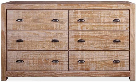 Grain Wood Furniture Montauk 6-Drawer Dresser, Solid Wood with a Driftwood Finish