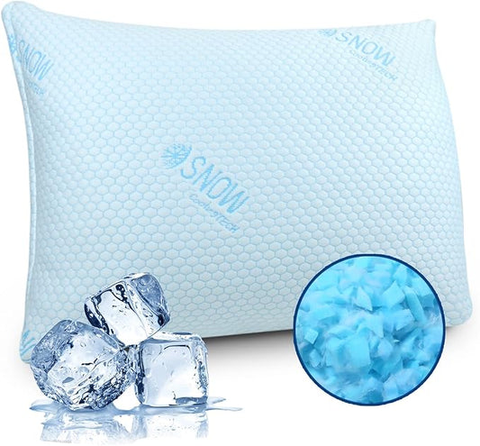 Shredded Foam Pillow King Size - Cooling Memory Foam Pillows That Stay Cold Soft Pillow for Sleeping, Adjustable Bed Pillow for Side, Back, and Stomach Sleepers