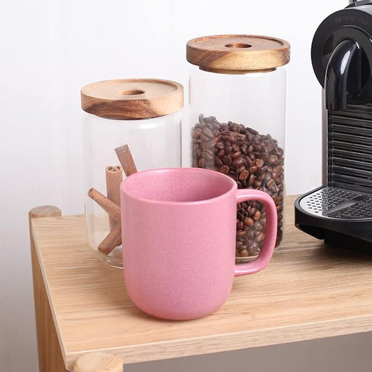 Stone Lain Stoneware Dish Set, 4 Mugs, Tom - Pink White