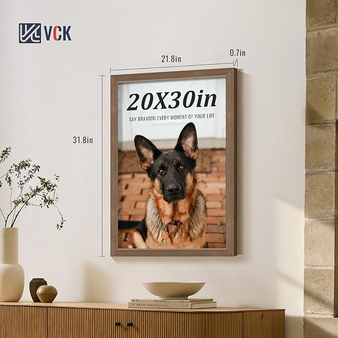 VCK 20x30 Brown Poster Frames 3 Pack, High-End Wood Wide Border Picture Frame,Multi-Directional Display Family Photos, Office Prints, Studio/Gallery/Home Artwork