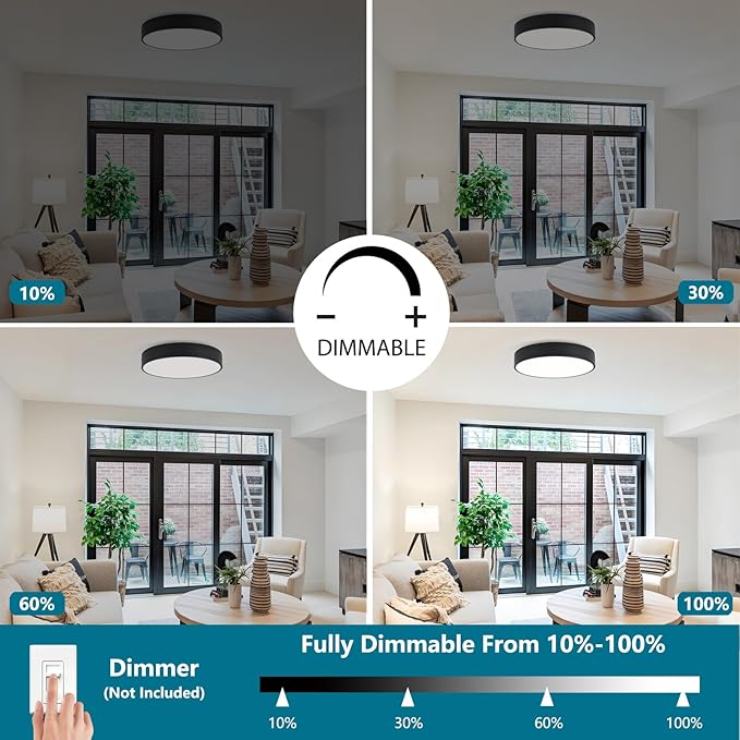 Modern Flush Mount Ceiling Light, 3-Lights Round Black Ceiling Light Fixtures, Minimalistic Ceiling Lamp Acrylic Shade Lighting Fixture for Bedroom Laundry Room Living Room Hallway(15.8")