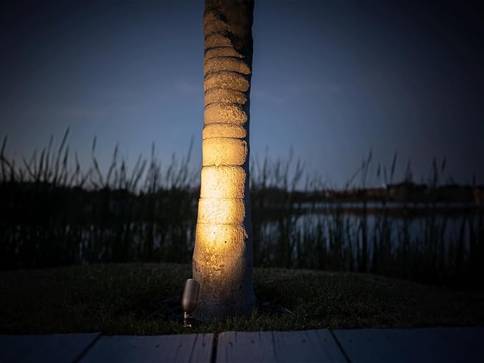 12V Brass Outdoor Spotlight 4-Pack Kit (Bronze) with 5W 2700K Warm White MR16 LED Bulbs for Low Voltage Landscape Lighting of Yard, Lawn, Garden, Patio, Trees & House