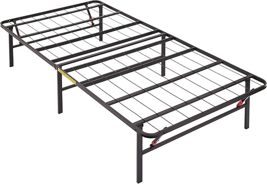 Amazon Basics Foldable Metal Platform Bed Frame with Tool Free Setup, 14 Inches High, Sturdy Steel Frame, No Box Spring Needed, Twin XL, Black