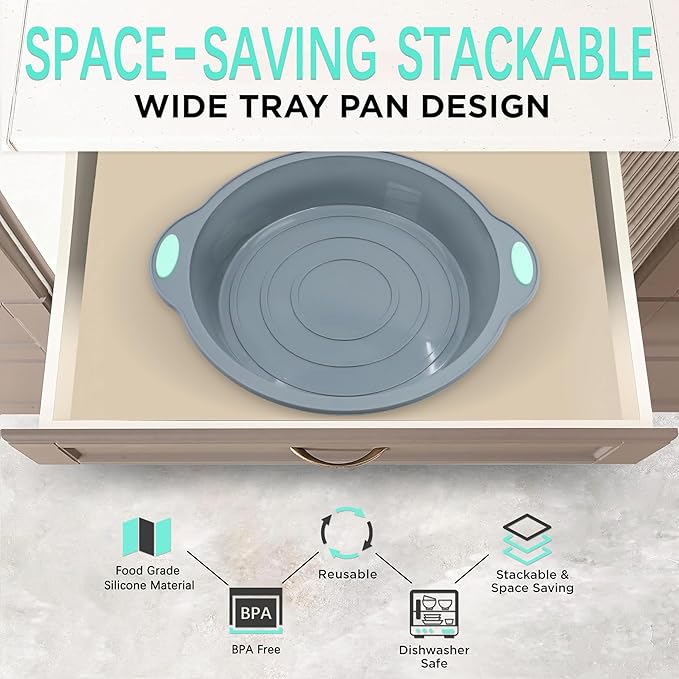 To encounter 9 Inch Silicone Round Cake Pans, 2 Pack Nonstick Silicone Baking Pans Set, Food Grade Cake Molds, with Metal Reinforced Frame More Strength