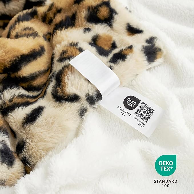 Cozy Bliss Luxury Faux Fur Throw Blanket Leopard Print, Non Shedding Double Sided Sherpa Blankets Super Soft Fluffy Thick Warm Throws Home Decor for Couch Bed Sofa Women,50"*60"Inches Brown Leopard