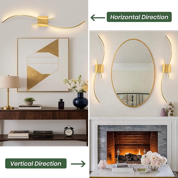 CANEOE Battery Operated Wall Sconce Set of 2, 18000mAh Gold Rechargeable Wall Lights with Remote Control,3000K-6000K Dimmable LED Wireless Wall Light for Living Room Bedroom Hallway,39.3 Inch (Gold)