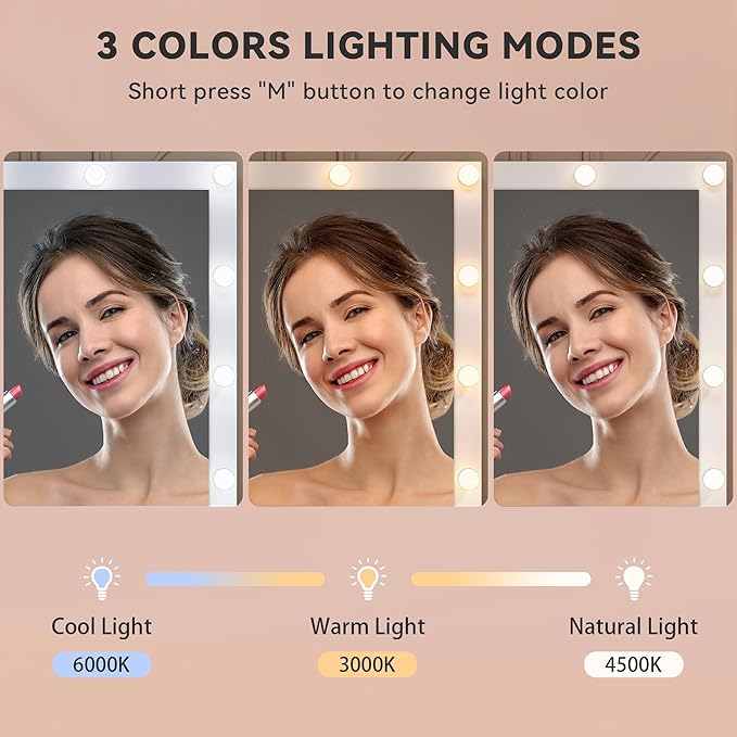 YITAHOME Makeup Vanity Set, Vanity Desk with LED Mirror & Power Hub, Makeup Desk for Dressing Room