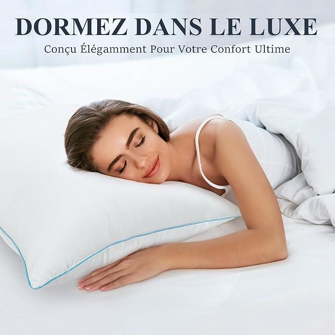 DP01 Bed Pillow, Throw 60x60cm Set of 2, Sky Blue Side 2 Count