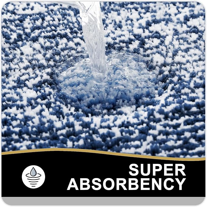 OLANLY Bathroom Rugs 44x24, Extra Soft and Absorbent Microfiber Bath Mat, Non-Slip, Machine Washable, Quick Dry Shaggy Bath Carpet, Suitable for Bathroom Floor, Tub, Shower (Runner, Navy)