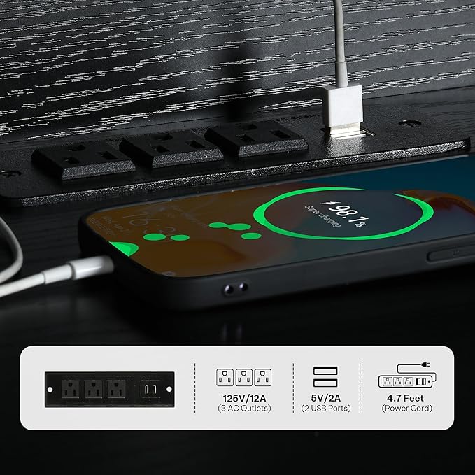 YITAHOME 33.5'' Tall TV Stands for Living Room, TV Entertainment Center with LED Light, TV Stand for TVs up to 70 Inch, Tall TV Console Cabinet with Power Outlets, Black