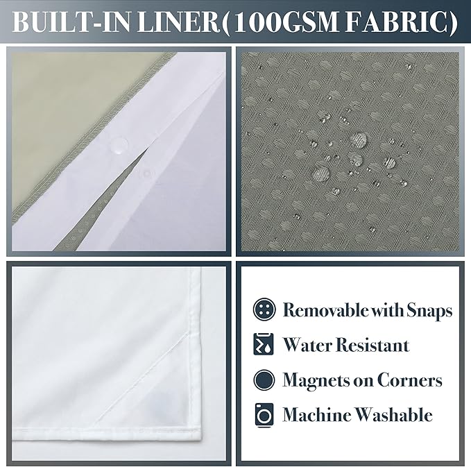 N&Y HOME Stall Waffle Weave Shower Curtain with Snap-in Fabric Liner & Hooks Set - 36" x 72" Small Shower Stall Size, Hotel Style & Mesh Top Window, Machine Washable - 36x72, Sage Green