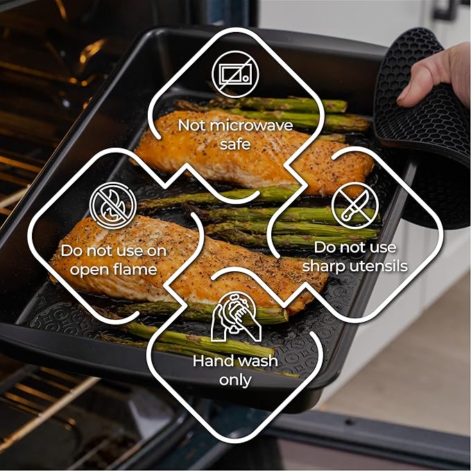 KITCHENATICS 12 PC Carbon Steel Baking Pans Set Nonstick, Kitchen Essentials for New Home, Nonstick Bakeware Sets with Cake and Muffin Tins, Non Stick Bread and Oven Pan - Black Stackable Bakeware Set