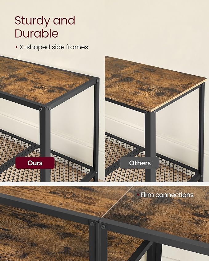 VASAGLE Modern TV Stand for TVs up to 75 Inches, 3-Tier Entertainment Center, Industrial TV Console Table with Open Storage Shelves, for Living Room, Bedroom, Rustic Brown and Black ULTV098B01