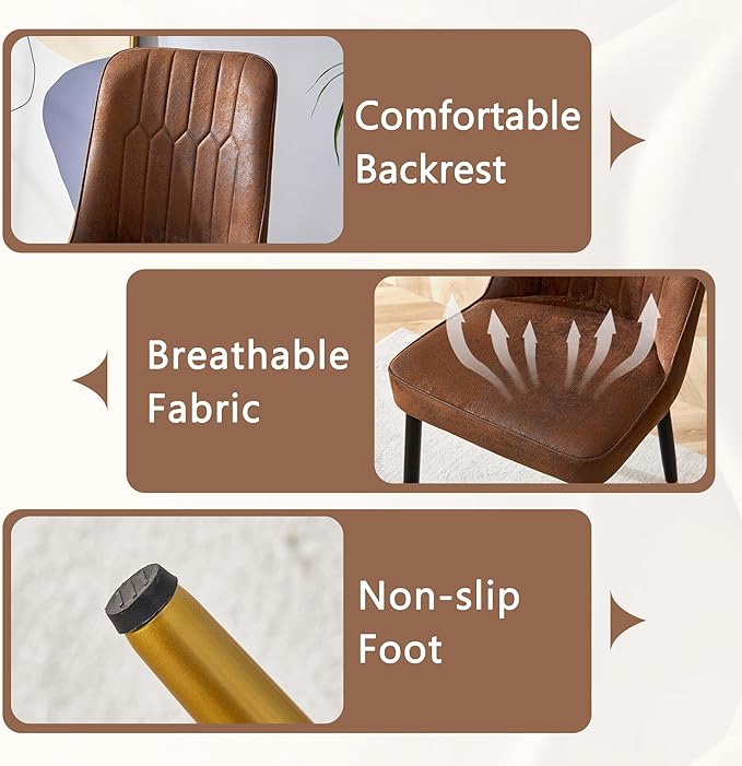 45 Inch Round Dining Table Set for 6, 7 Piece Kitchen Table and Chairs Set, Wooden Table with Walnut Finish, Small Space Dining Set for Apartment or Dining Room