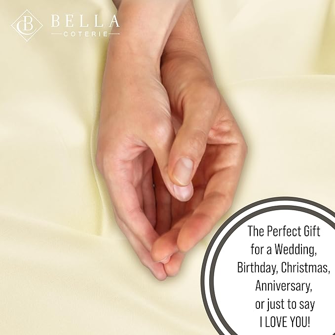 Bella Coterie Luxury Bamboo Viscose Queen Size Sheet Set | 100% Organically Grown | Ultra Soft | Cooling for Hot Sleepers | 18" Deep Pocket [Lemonade]