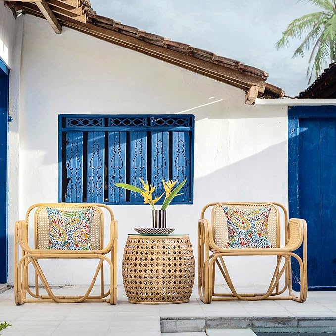 LVTXIII Outdoor/Indoor Throw Pillows, Decorative Throw Pillows with Inserts, 18”x18” Square Pillows for Bed, Couch, Sofa and Patio Furniture (Set of 2, Paisley Multi)