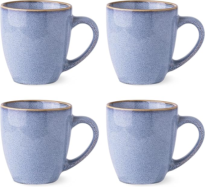 GBHOME Ceramic Coffee Mugs Set of 4, 12oz Stoneware Coffee Mugs Set For Dad Mom Women MEN, Light Weight Ceramic Coffee Cups for Latte/Tea/Beer/Hot Cocoa, Dishwasher & Microwave Safe