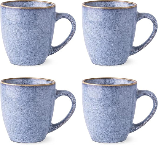 GBHOME Ceramic Coffee Mugs Set of 4, 12oz Stoneware Coffee Mugs Set For Dad Mom Women MEN, Light Weight Ceramic Coffee Cups for Latte/Tea/Beer/Hot Cocoa, Dishwasher & Microwave Safe