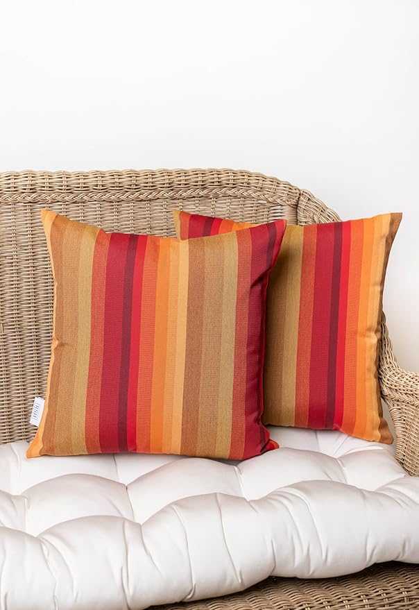 RSH DECOR: Sunbrella Square Throw Pillows Set of 4 | 17" x 17" | Water and Fade-Resistant Performance Fabric | Outdoor Pillow Covers with Down-Alternative Inserts | Astoria Sunset