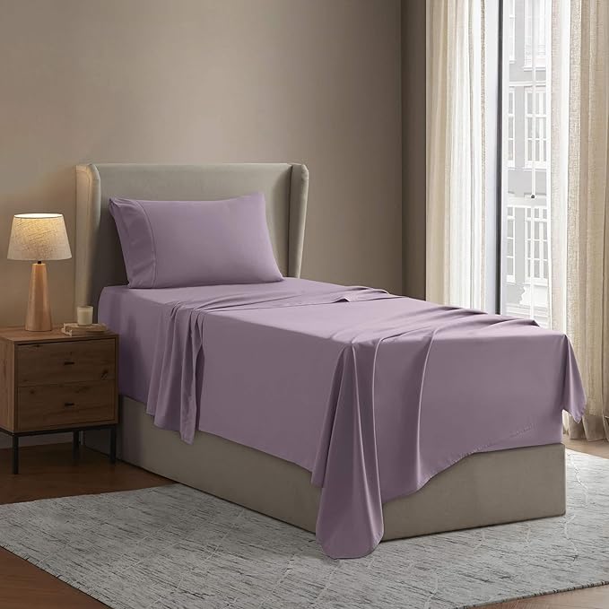 Nestl Twin Sheet Set - 1800 Ultra-Soft Microfiber Twin Bed Sheets - Double Brushed - Deep Pockets - Easy Fit - Extra Soft - 3 Piece Set - Bedding Sheets & Pillowcases (Twin, Dusty Purple)