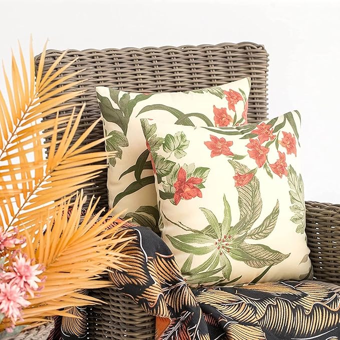 Outdoor Throw Pillows - Decorative Pillows with Insert Included Set of 2 Outdoor Pillows for Patio Furniture 18x18 Inch