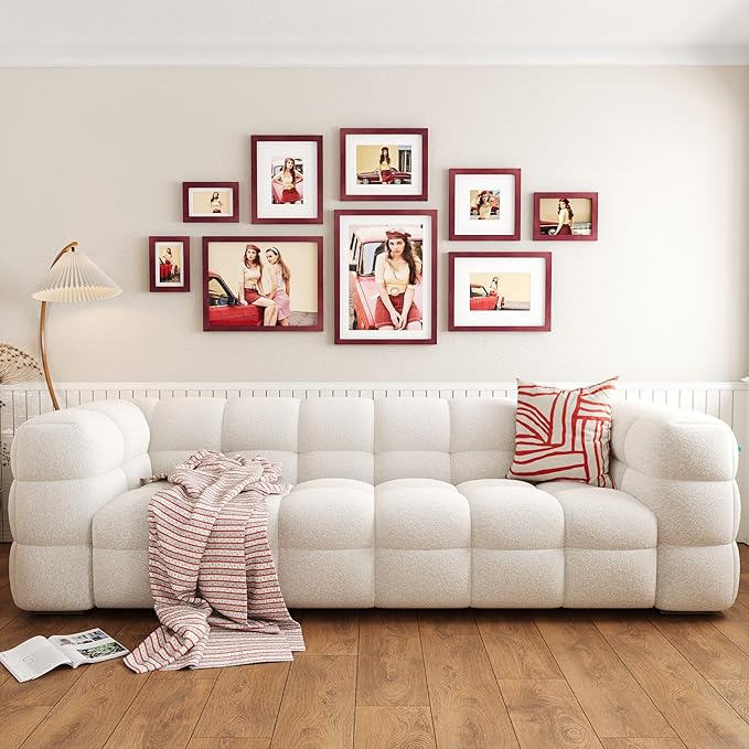 Egofine 12x16 Picture Frames with Plexiglass, Display Pictures 9x12/11x14 with Mat or 12x16 Without Mat for Wall Mounting, Cherry Red