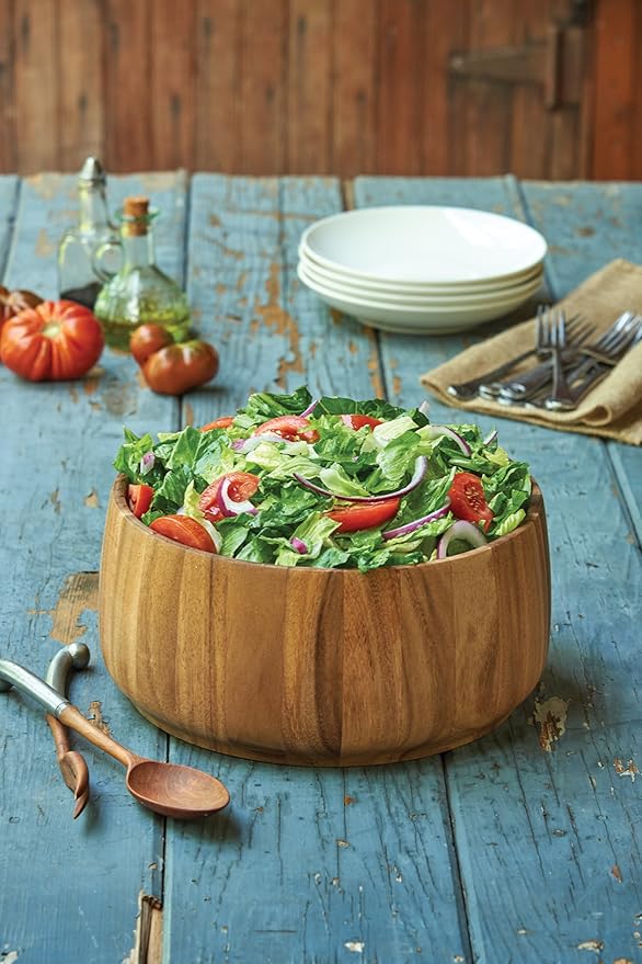 Ironwood Gourmet Acacia Wood Tulip Fuit and Salad Bowl