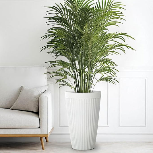Set of 2 Heavy-Duty Outdoor Planters for Wedding, 20" Tall Planters for Indoor Plants, Large Fluted Flower Pots, Weather-Resistant for Garden, Patio, Porch or Living Room Decor
