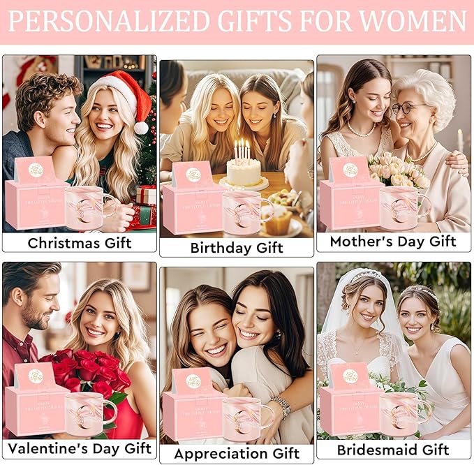 Personalized Gifts for Women Coffee Mug, Initial Customized Gift Monogrammed A-Z Coffee Mug 12 OZ, Christmas Anniversary Birthday Gifts for Women Mom Grandma Friend Sister Wife(C)