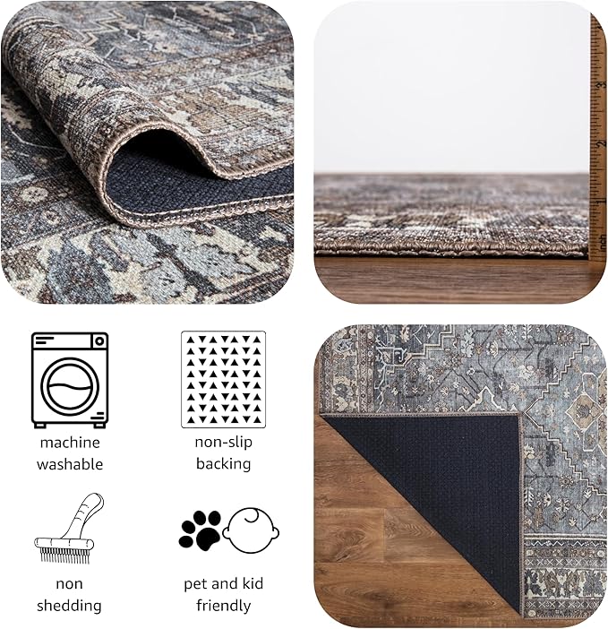 Keen Home Design 2x3 Rug - Machine Washable Entry Rug with Non-Slip Backing, Ideal for Enteryway, Kitchen, Bathroom, Laundry Room - Vintage, Easy Clean, Durable, Low Pile Rug - (2' x 3')