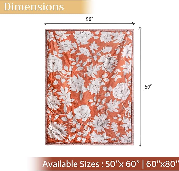 Maison d' Hermine Throw Blanket for Couch Lightweight Soft Warm Breathable Cotton Throw Blankets for Bed Girls Boys Women Men Gifts Sofa Travel Living Room Chair Bedding (60"x80", Pretty Autumn)