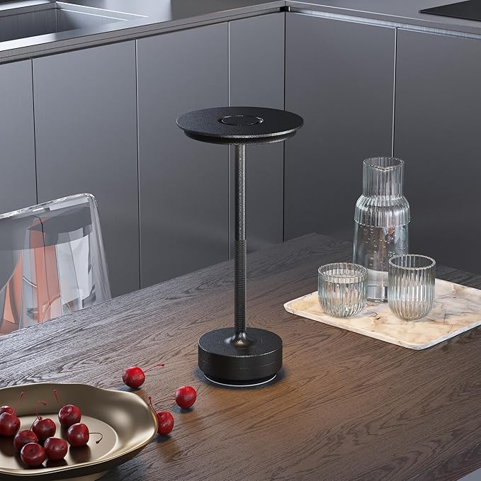 Rechargeable Table Lamps Cordless, Portable 5000mAh Outdoor Table Light, 3 Color Stepless Dimming LED Table Lamp with Memory Function, for Home/Dinner/Patio/Restaurant.(Diamond Black)