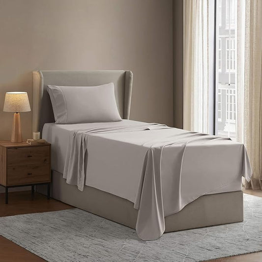 Nestl Twin Sheet Set - 1800 Ultra-Soft Microfiber Twin Bed Sheets - Double Brushed - Deep Pockets - Easy Fit - Extra Soft - 3 Piece Set - Bedding Sheets & Pillowcases (Twin, Linen)