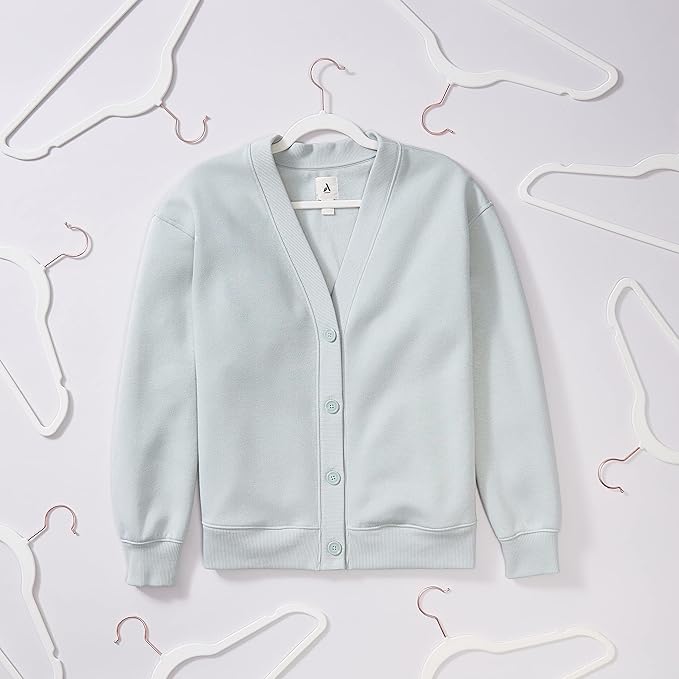 Amazon Basics Slim, Velvet, Non-Slip Sturdy Clothes Hangers, 50-Pack, Ivory/Rose Gold