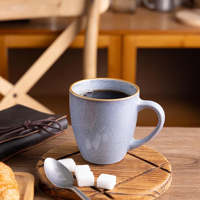 GBHOME Ceramic Coffee Mugs Set of 4, 12oz Stoneware Coffee Mugs Set For Dad Mom Women MEN, Light Weight Ceramic Coffee Cups for Latte/Tea/Beer/Hot Cocoa, Dishwasher & Microwave Safe