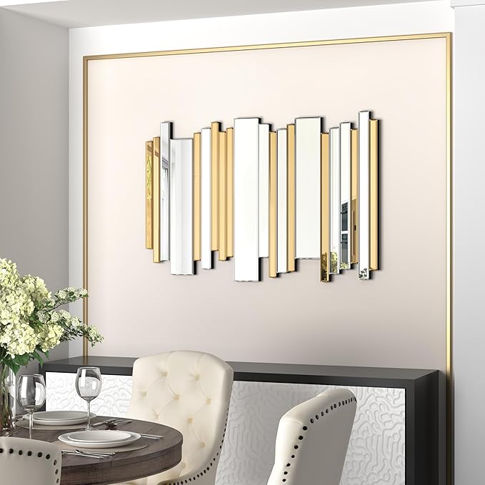 24×35inch Gold Mirrors for Wall Beveled Rectangle Accent Mirrors for Wall Contemporary Decor Livinig Room Decorative Mirrors for Decor