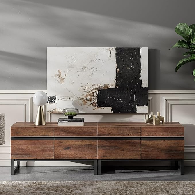 WAMPAT TV Stand and End Table Set of 3, Living Room Table Sets, 70 Inch TV Stand and 2 End Table Set with Drawers for Living Room, Entertainment Center, Console TV Table,Brown