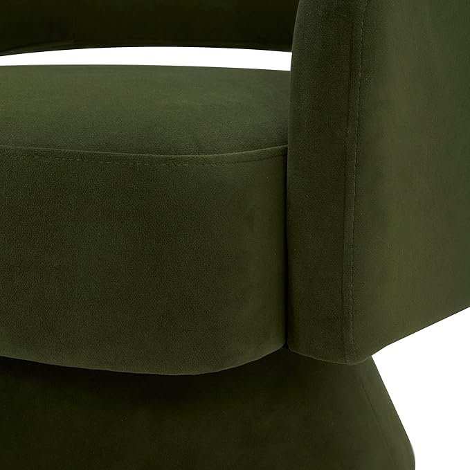 CHITA Swivel Accent Chair Armchair, FSC Certified Velvet Barrel Chair for Living Room Bedroom, Forest Green