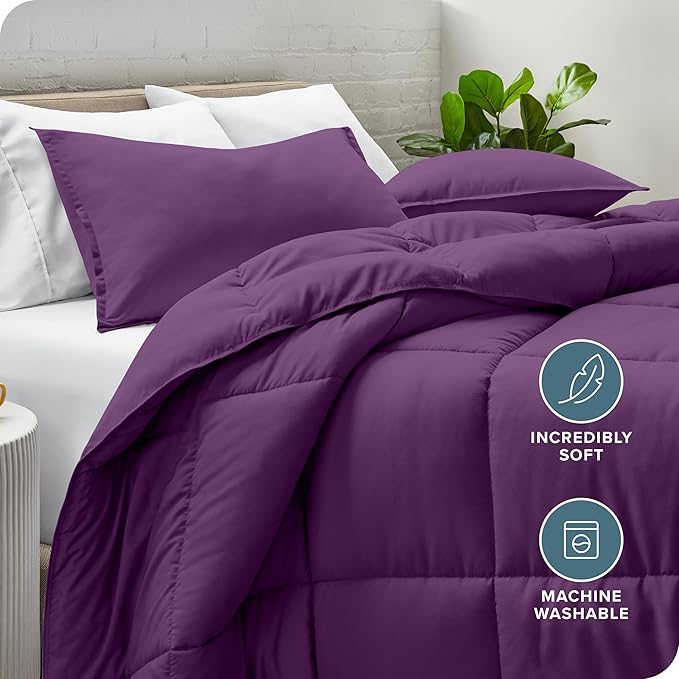 Bare Home Comforter Set - Oversized King Size - Ultra-Soft - Goose Down Alternative - Premium 1800 Series - All Season Warmth (Oversized King, Plum)