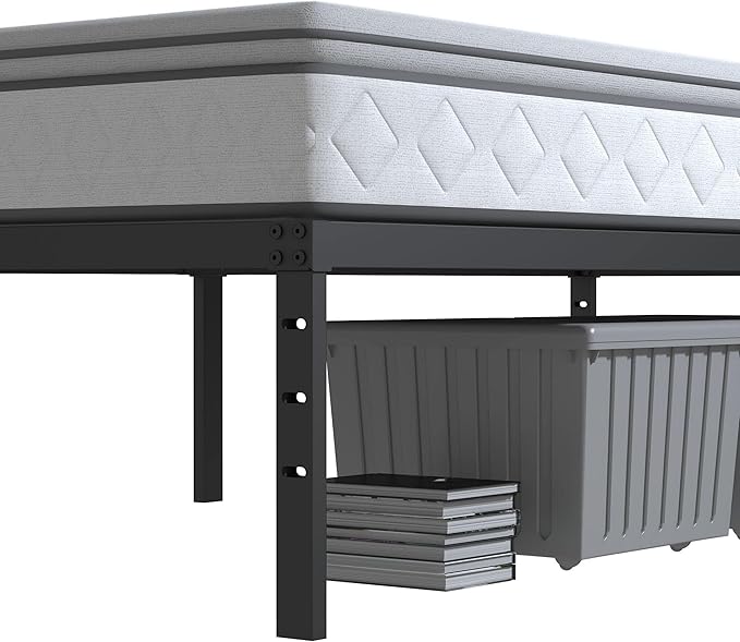 Heavy Duty Twin Bed Frame No Box Spring Needed, 14 Inch Metal Platform Bed Frame Twin Support Up to 2500 lbs, Easy Assembly, Noise Free, Black