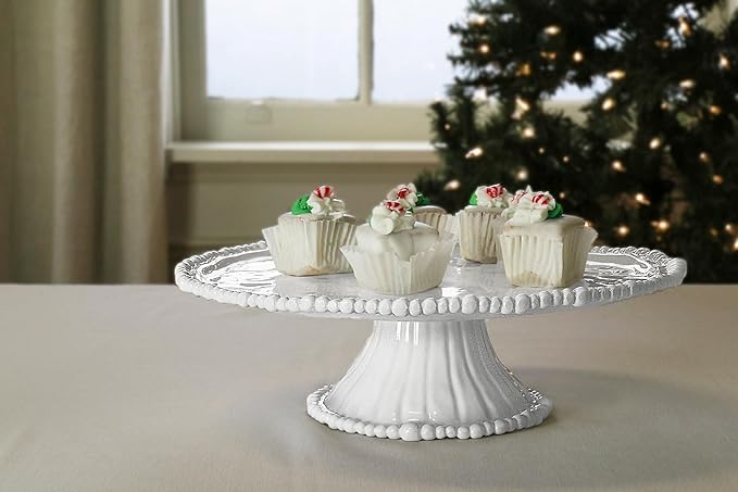 Beatriz Ball Pedestal Cake Plate, White