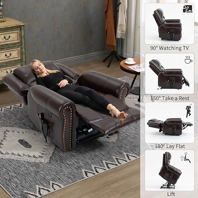 Recliner Chairs for Adults, Oversized Bedroom Chair with Massage, Sofa Chair Home Theater Seating with Lumbar Support, Comfortable Lift Chair for Elderly, Glider Nursery Chair for Living Room