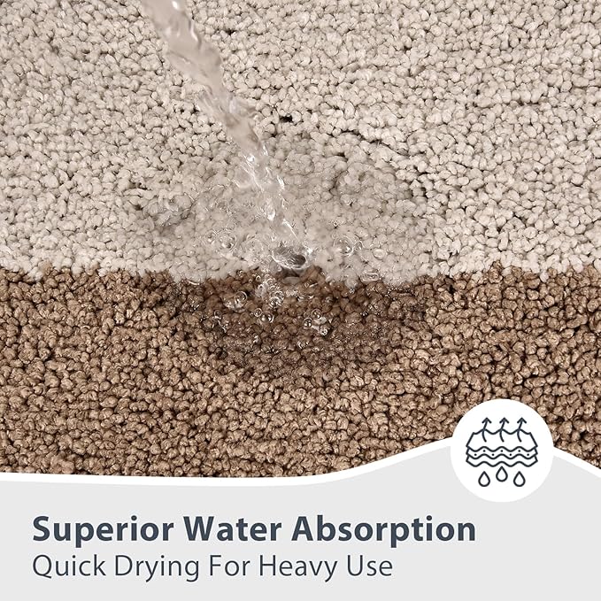 Bathroom Rugs 24" x 36", Non-Slip Extra Soft Absorbent Bath Rugs, Machine Washable Quick Dry Bath Mats for Bathroom Floor, Shower, Bathtub and Sink, Beige & Grayish Brown