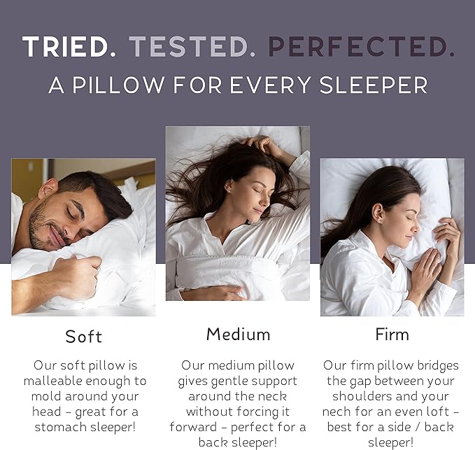 Lincove Signature 100% Natural Canadian White Down Pillow - Luxury Sleeping Pillow for Back, Stomach & Side Sleepers - 800 Fill Power Bed Pillow, 500 Thread Count, Made in Canada, King - Firm, 2 Pack