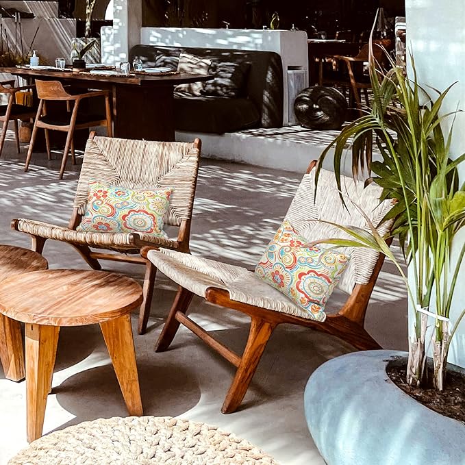 LVTXIII Outdoor/Indoor Lumbar Pillows, Decorative Patio Lumbar Cushions, Fluffy Water Repellent Garden Cushions for Home Patio Coach Sofa Use, 12×20 Inch, Pack of 2, Flower Multi