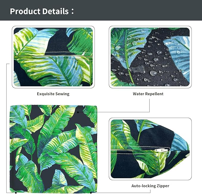 Outdoor Throw Pillow Covers 16x16 Inch, Square Patio Pillow Cases Pack of 2, Modern Decorative Back Cushion Covers for Patio Furniture Garden Couch Farmhouse, Hanalei Lagoon