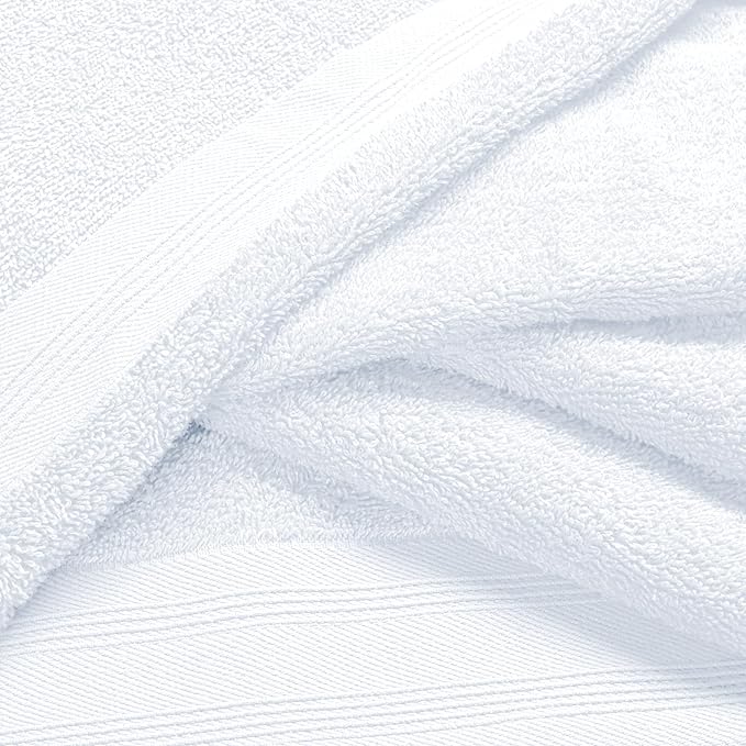 Cotton 2 Pack Oversized Bath Towel Set 28x55 inches, Large Bath Towels, Ultra Absorbant Compact Quickdry & Lightweight Towel, Ideal for Gym Travel Camp Pool - White